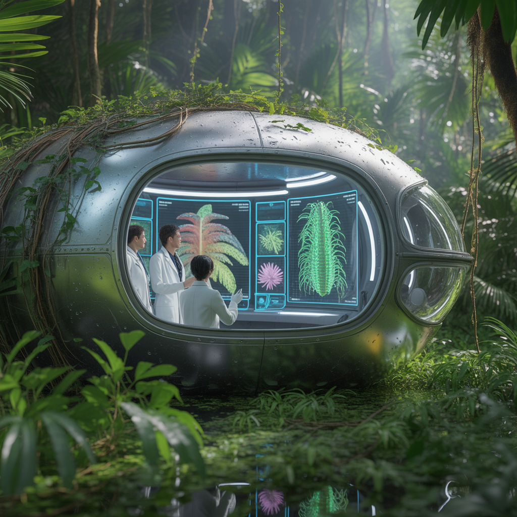 Estación de investigación futurista en la selva